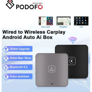 Podofo Безжичен адаптер Iphone Auto AI Box с Carplay Dongle Bluetooth WiFi Подходящ за VW Audi Toyota Honda
