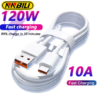 NNBILI Универсален 120W 10A Кабел PD Dual Type C за iPhone 15, 16, Samsung, HUAWEI 2М