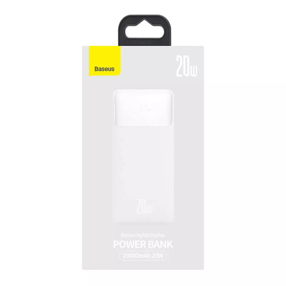 Baseus Bipow Преносима батерия с дисплей 20000mAh 20W с 2xUSB Type C PD 3.0 QC 3.0 20W Бял Цвят - Image 2