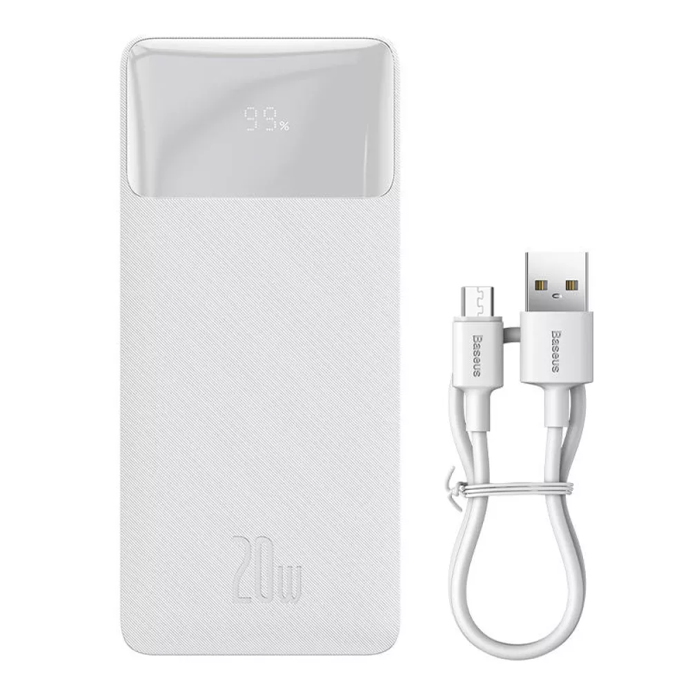 Baseus Bipow Преносима батерия с дисплей 20000mAh 20W с 2xUSB Type C PD 3.0 QC 3.0 20W Бял Цвят - Image 3