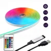 5V RGB LED Гъвкава Неонова Лента 1 метър С дистанционно управление Водоустойчива SMD 3535 108 LED/м
