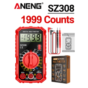 ANENG SZ308 Квадратурен цифров тестер 1999 отчета HFE триод Звуков индикатор Мултиметър за AC/DC напрежение и ток до 10A Червен цвят