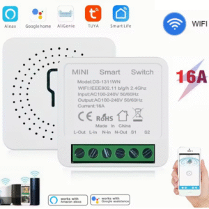 Tuya WiFi 16А Смарт Превключвател Двупосочно управление Таймер Безжично управление Автоматизация на дома Съвместим Alexa и Google Home