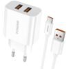 Foneng EU45 Бързо зарядно устройство с 2x USB + USB Type-C кабел