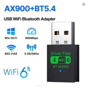 AX900 WiFi6 Мини USB 2.0 Донгъл с Bluetooth 5.4 (2 в 1 предавател и приемник) за PC с Windows 10/11 Двулентов 2.4G / 5GHz