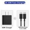 45W PD Бързо зарядно Адаптер + кабел за Samsung USB-C