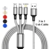 3в1 USB кабел за бързо зареждане – Type-C Micro USB и iOS (Lightning) Мултизареждащ кабел 1.2М - Silver