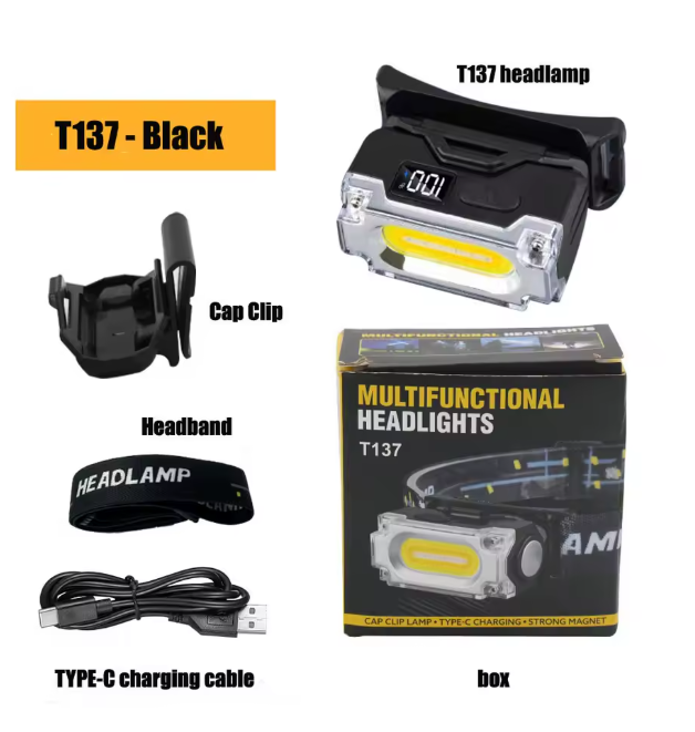 Ярък магнитен LED челник 200 lm Клипс за шапка Type-C зареждане – за туризъм, къмпинг и работа - Image 2