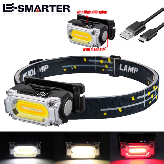 Ярък магнитен LED челник 200 lm Клипс за шапка Type-C зареждане – за туризъм, къмпинг и работа